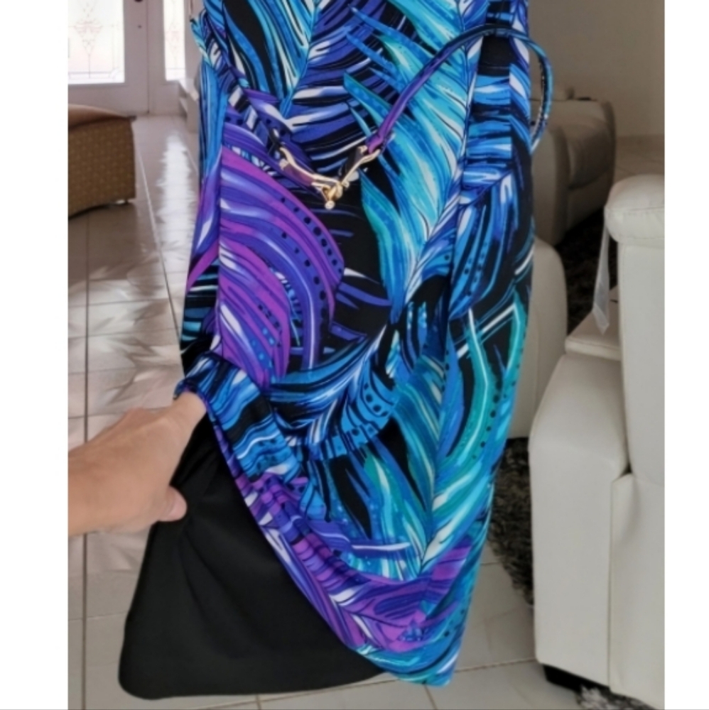 Cache Blue 💙 Purple 💜 Sleeveless Belted Stretch Teresy Bodycon Dress, Size M - Picture 3 of 14